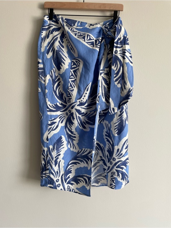 H&M Dresses & Skirts - H&M linen blend faux wrap skirt tropical summer vacation beach Greece 8